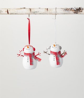 Snowman with Candy Cane Ornament