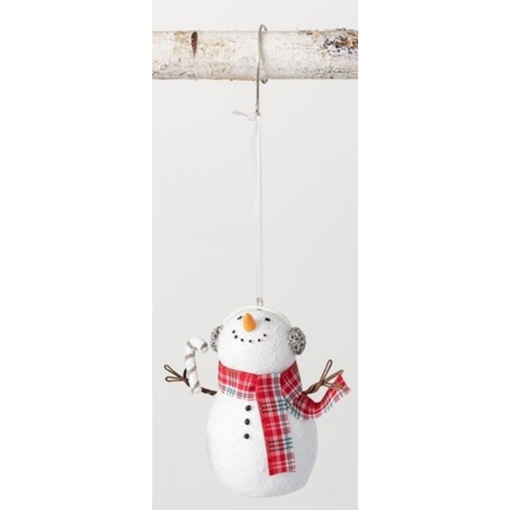 m. lynne designs snowman with candy cane ornament