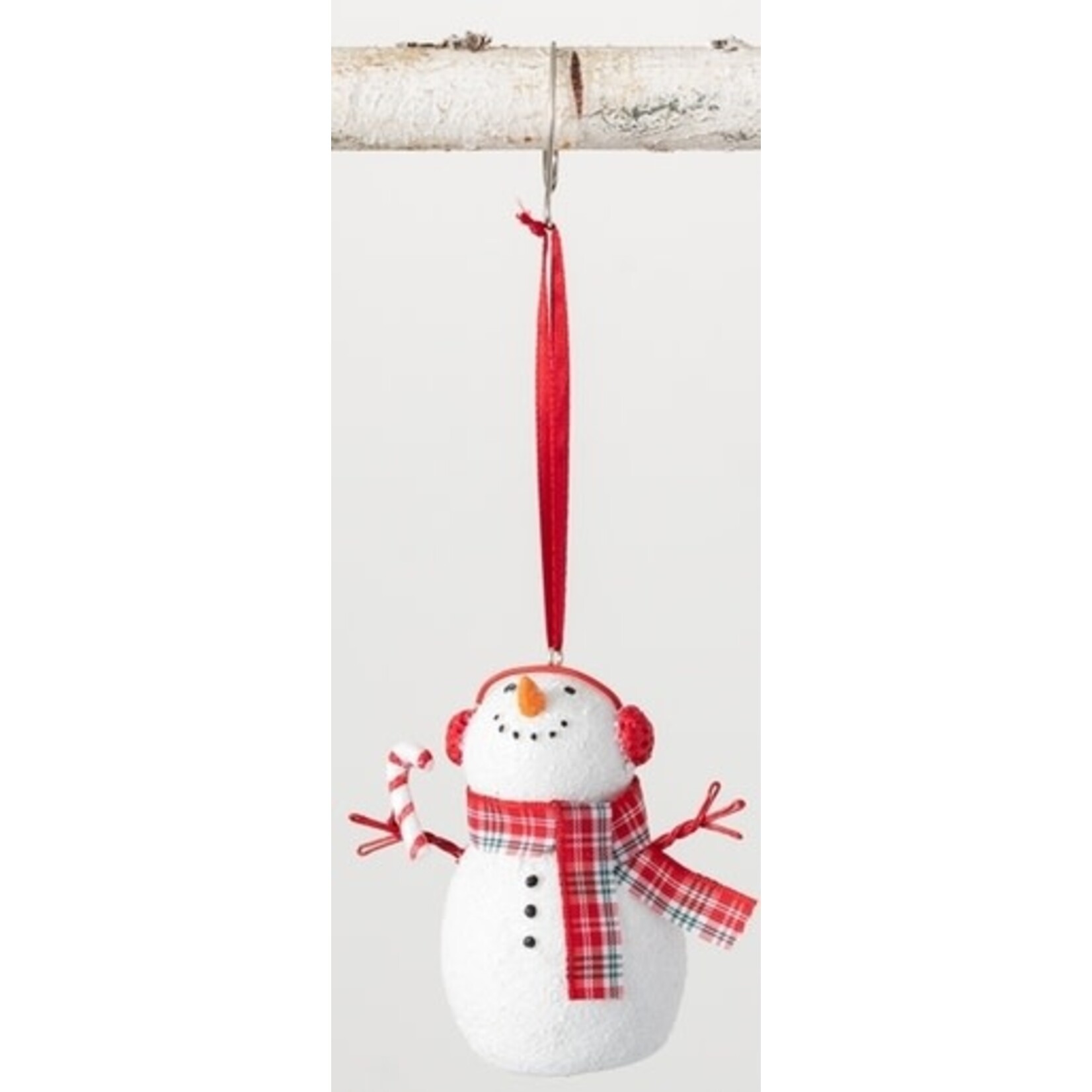 m. lynne designs snowman with candy cane ornament