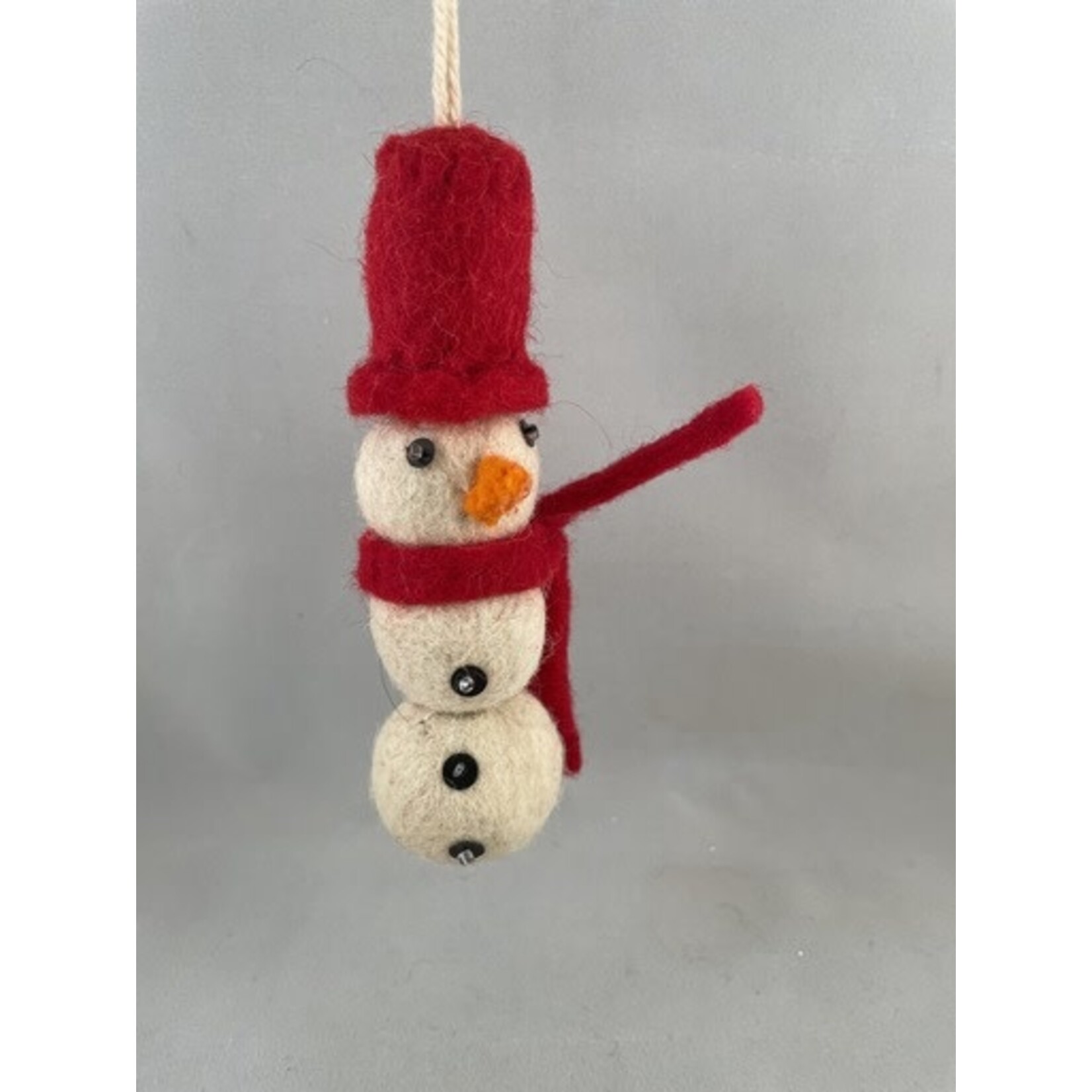 m. lynne designs wool felt snowman with hat ornament