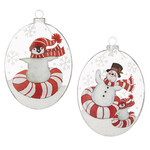 m. lynne designs penguin & snowman sledding ornament