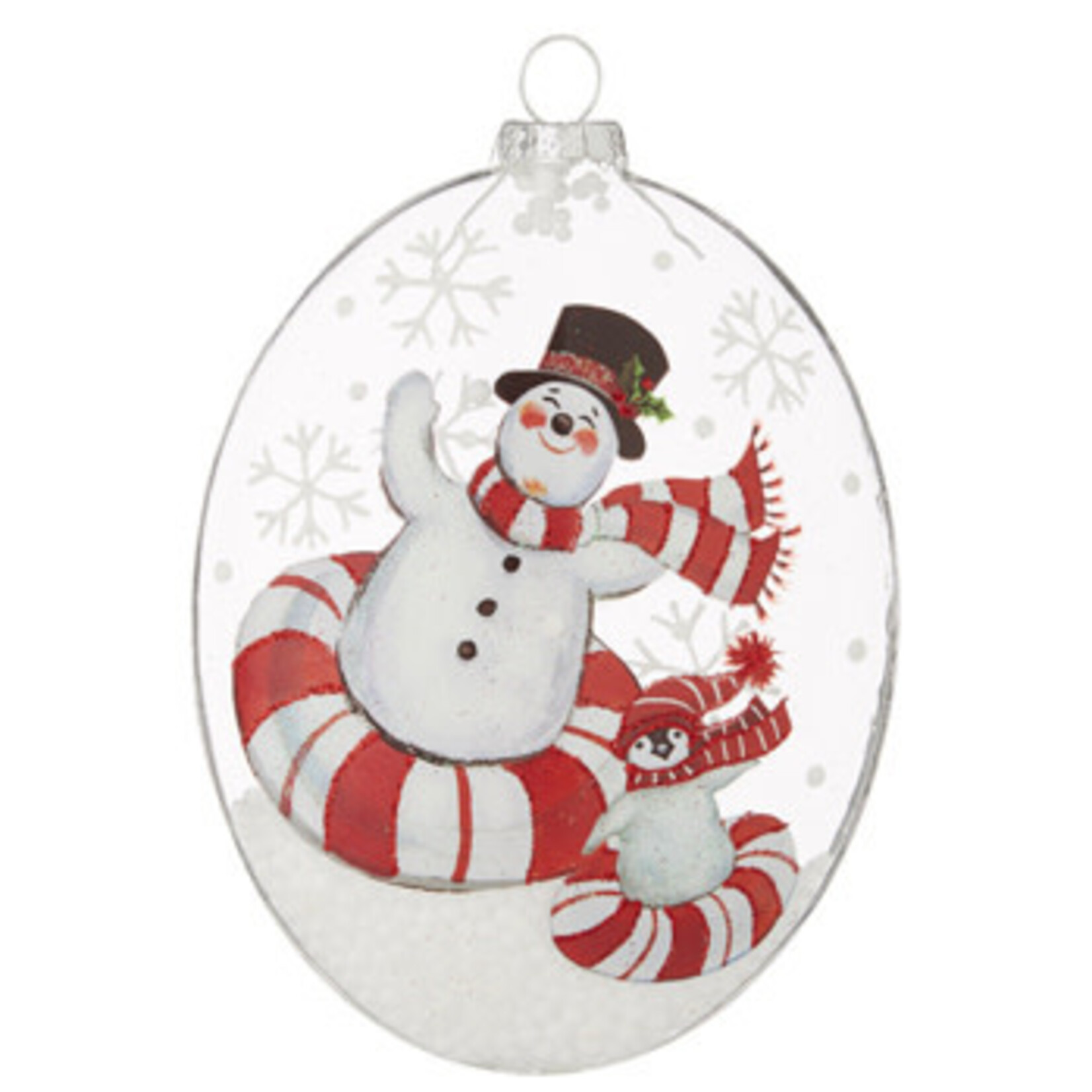 m. lynne designs penguin & snowman sledding ornament