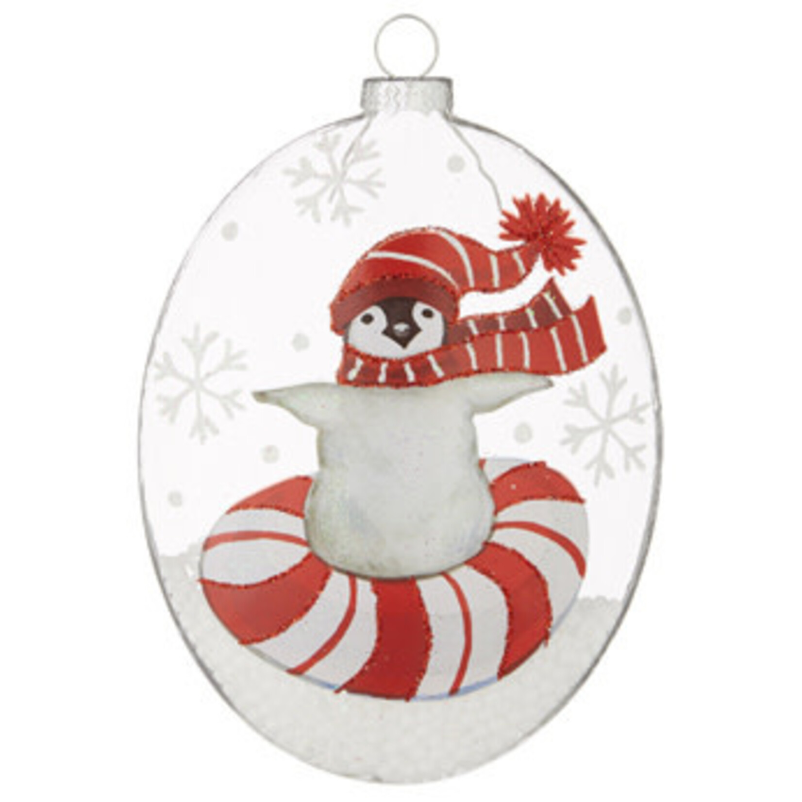m. lynne designs penguin & snowman sledding ornament