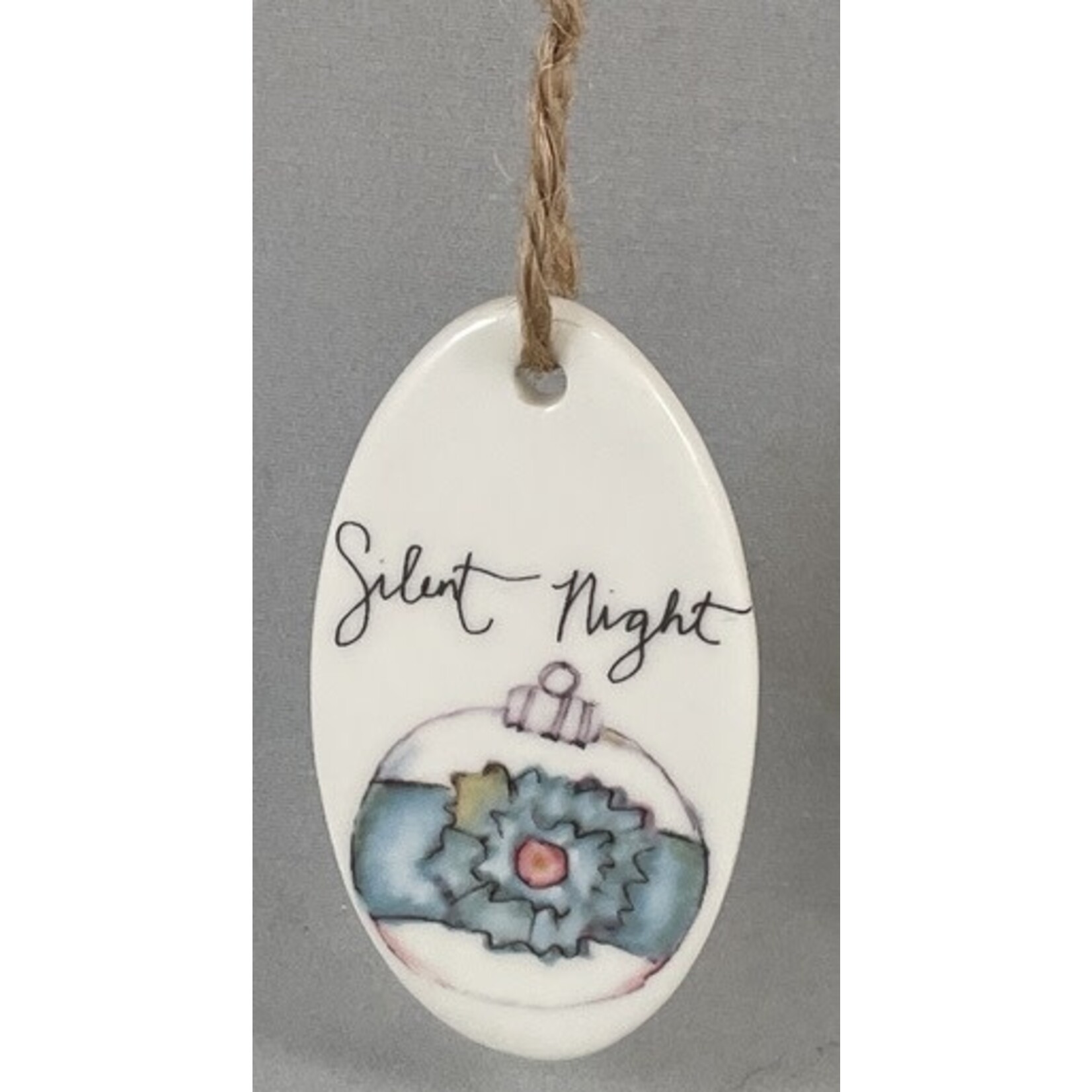 m. lynne designs colorful stoneware ornament with seasonal saying