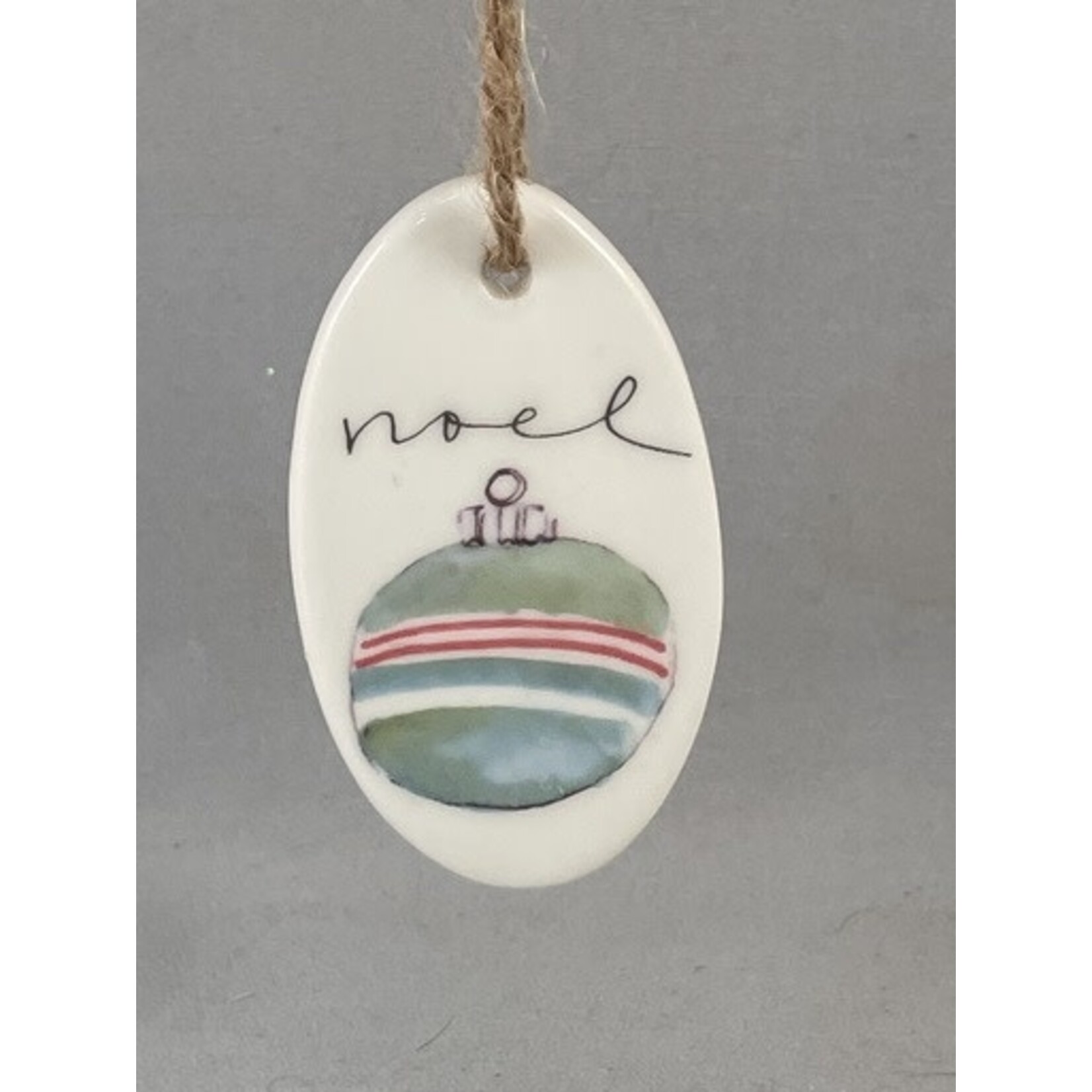 m. lynne designs colorful stoneware ornament with seasonal saying