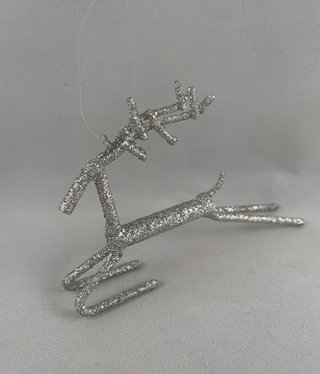 Metal Stick Deer Ornament with Glitter