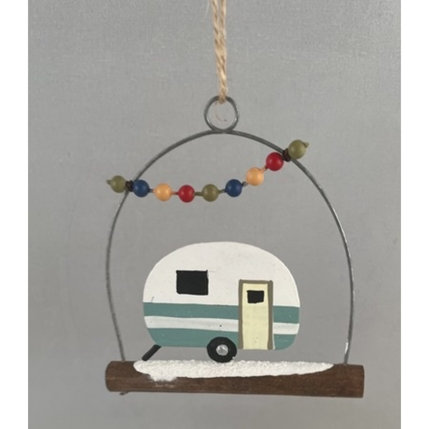 m. lynne designs tin & wood camper ornament