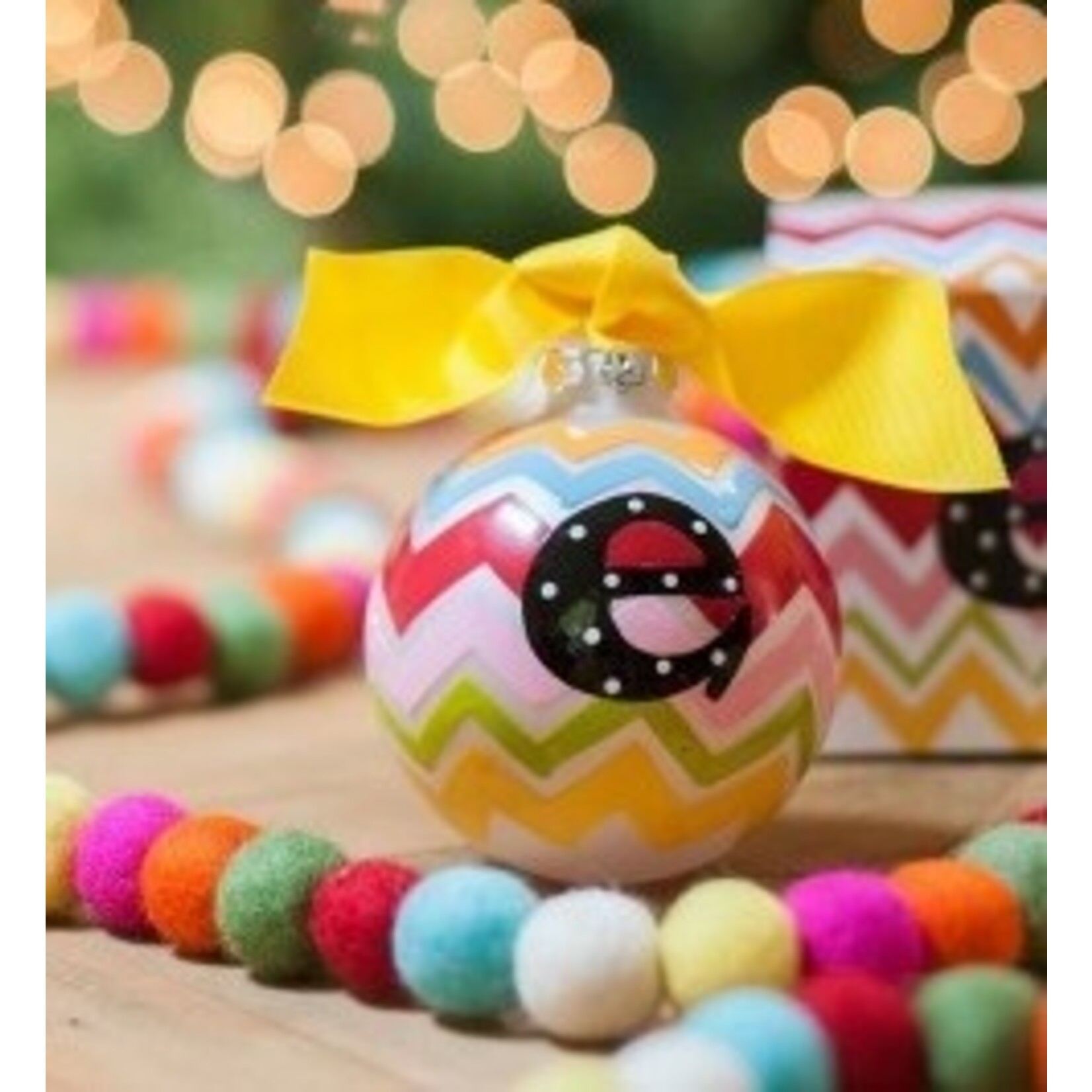 coton colors bargello mix initial glass ornament