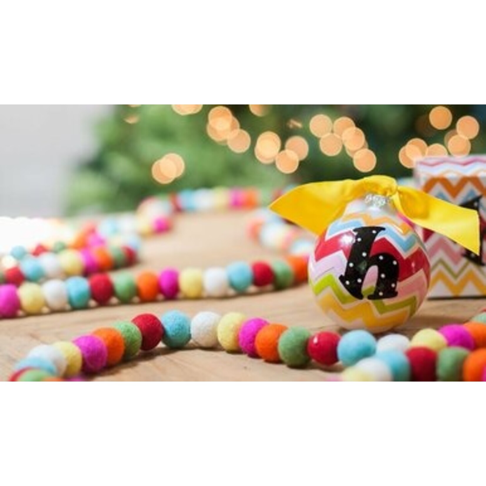 coton colors bargello mix initial glass ornament