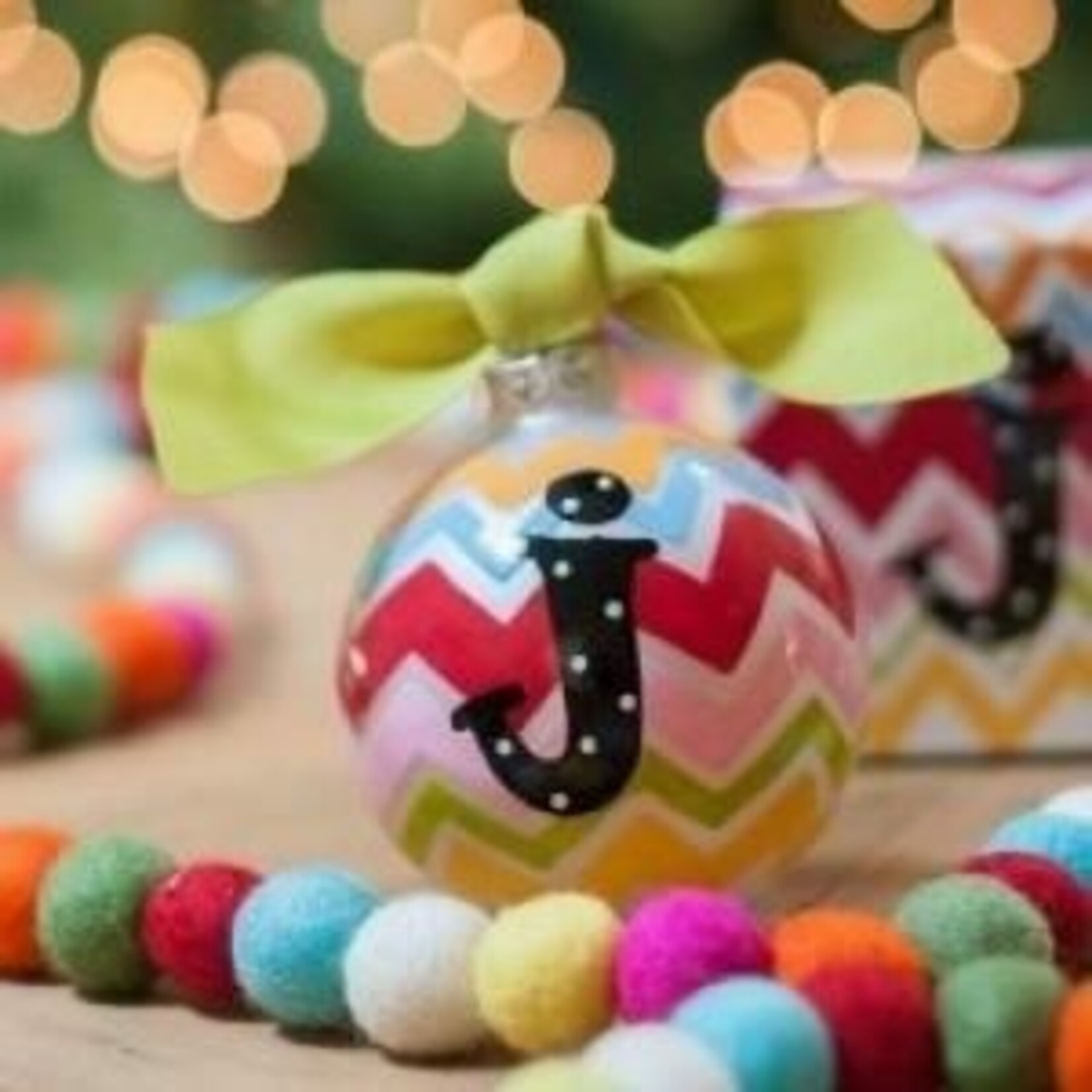 coton colors bargello mix initial glass ornament