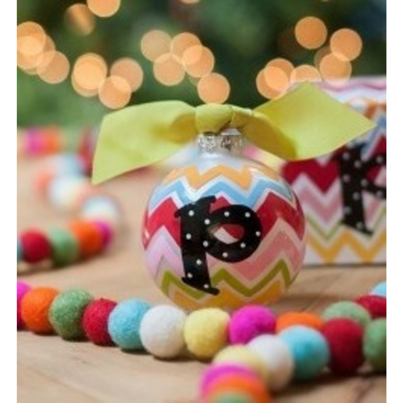 coton colors bargello mix initial glass ornament