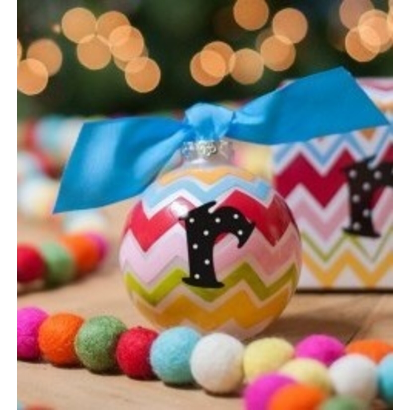 coton colors bargello mix initial glass ornament