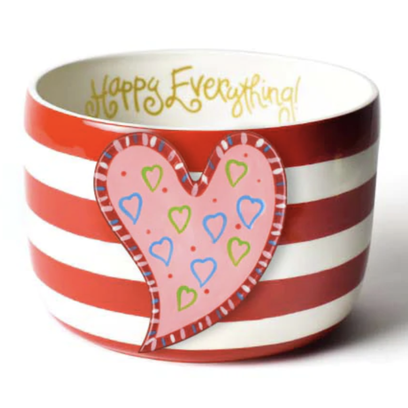 happy everything red stripe big bowl