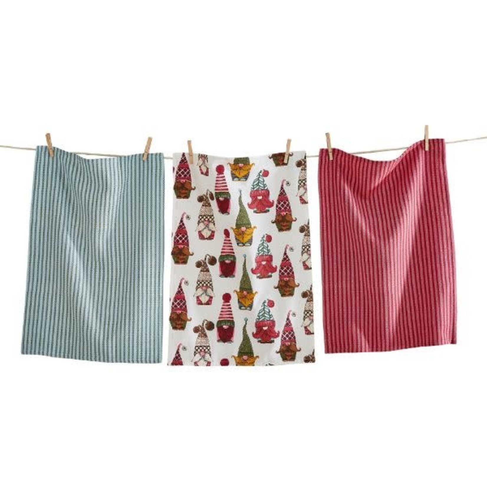 m. lynne designs hanging with my gnomies dishtowel, set of three