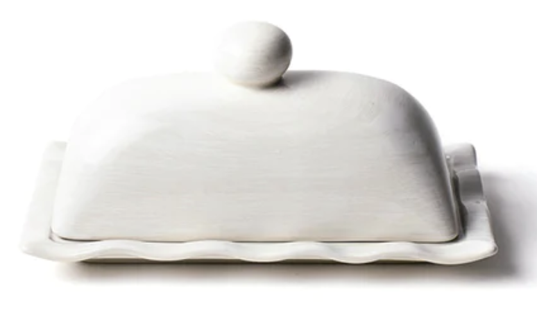 coton colors Signature White Ruffle Butter Dish