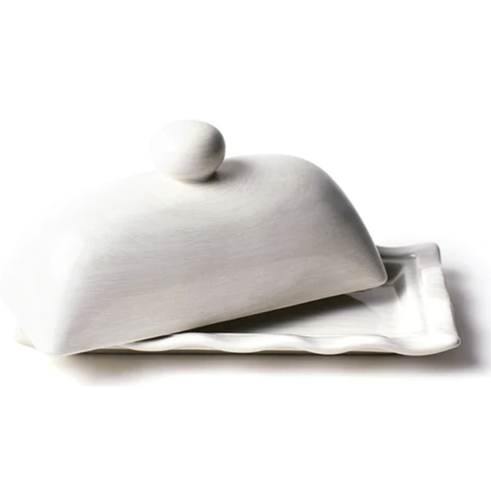 coton colors signature white ruffle butter dish