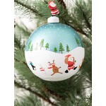 m. lynne designs santa and reindeer glass ball ornament
