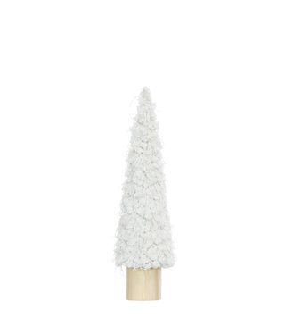Fabric Cone Tree with Wood Base, Cream