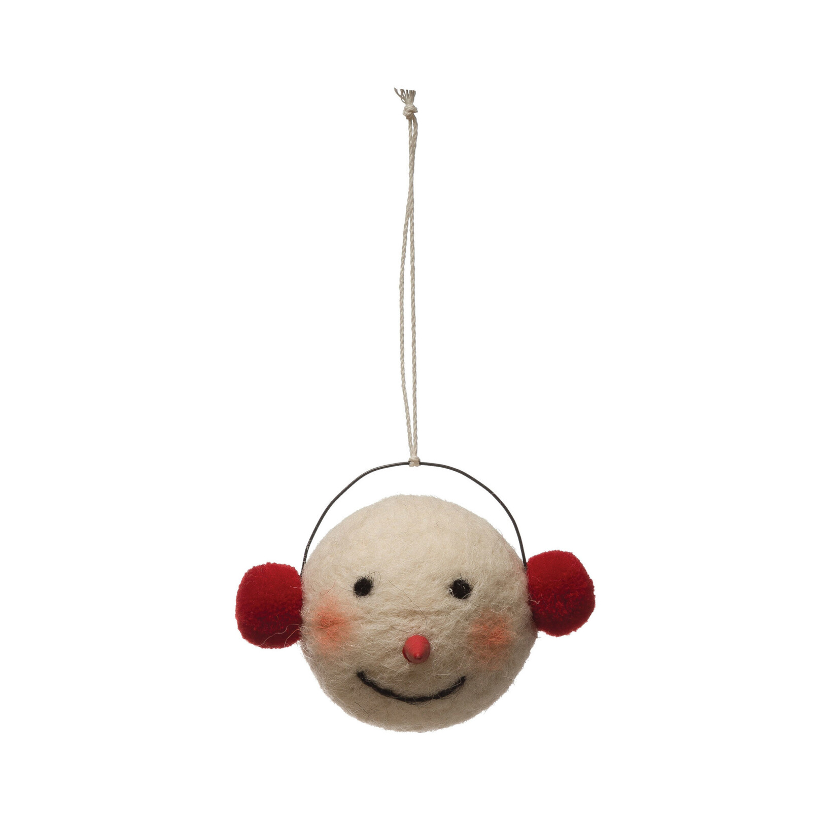m. lynne designs wool felt snowman head with earmuffs ornament