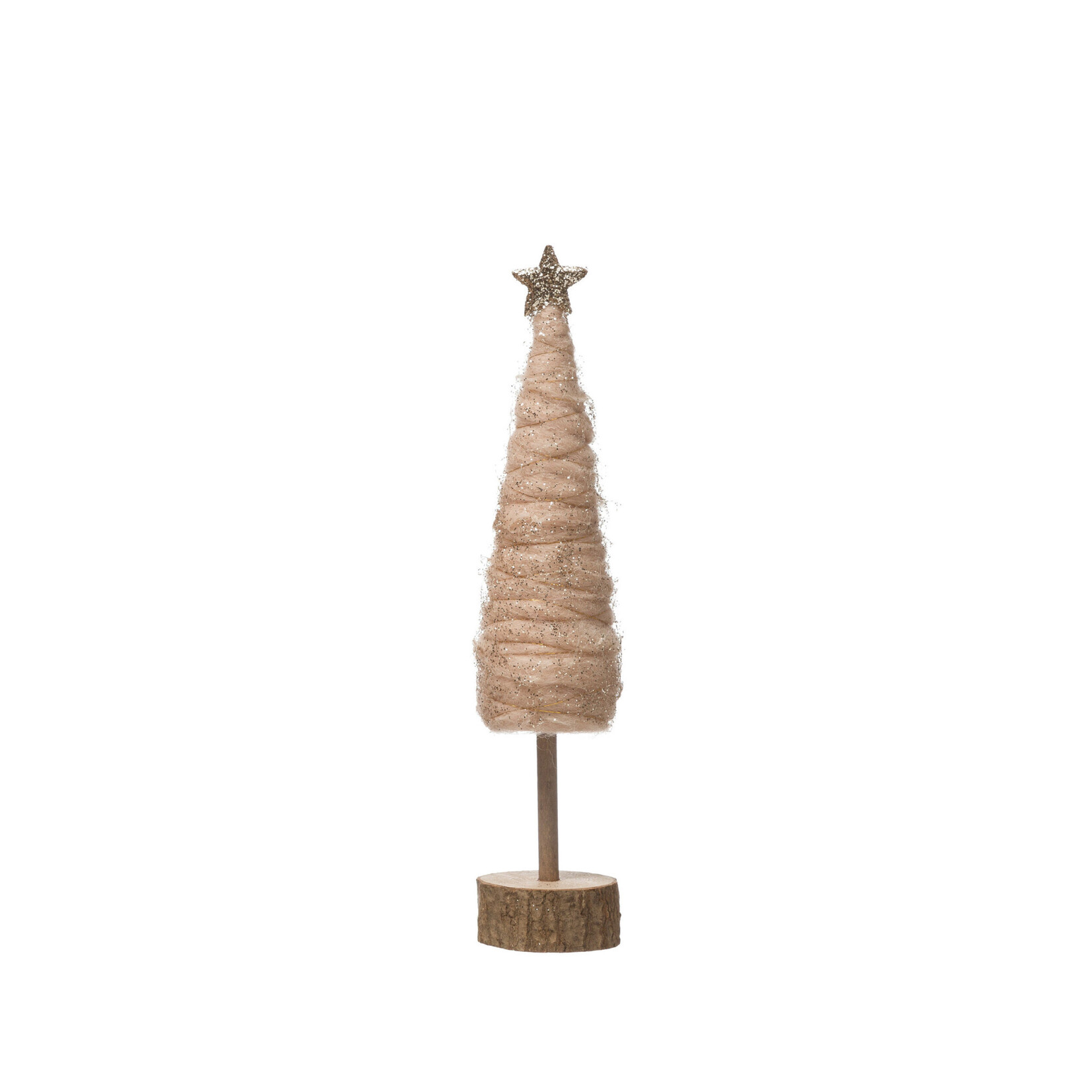 m. lynne designs wrapped wool cone tree with glitter and star