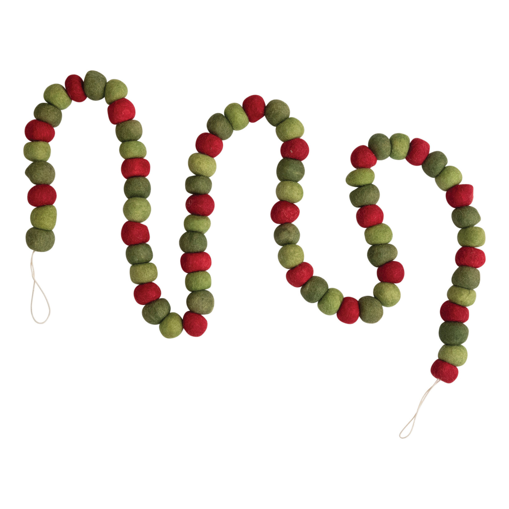 m. lynne designs red & green wool felt ball garland