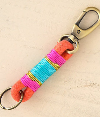 natural life Lime Pink Orange Rope Key Fob