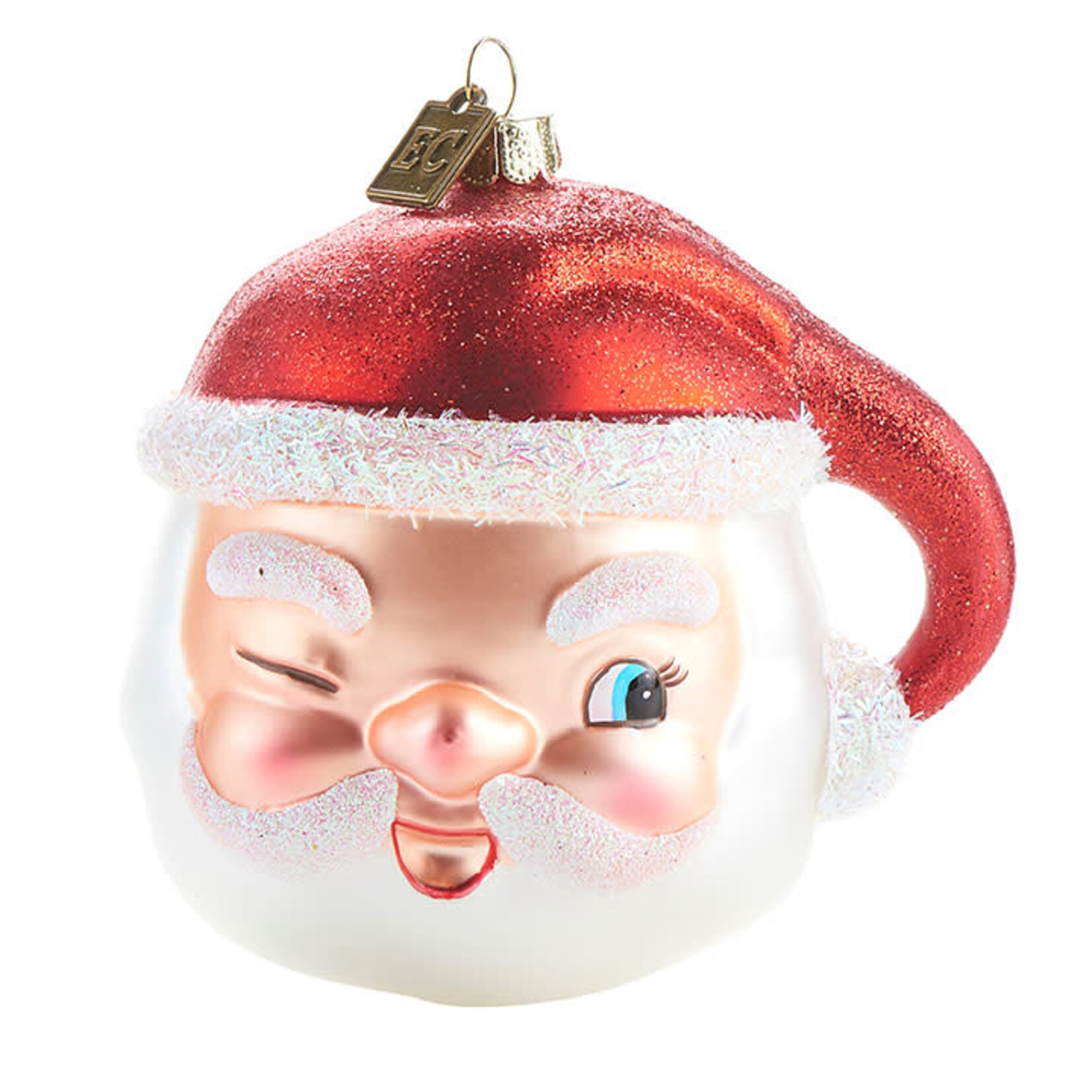 m. lynne designs glass winking santa ornament