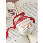 m. lynne designs glass winking santa ornament