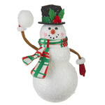m. lynne designs snowman throwing snowball ornament