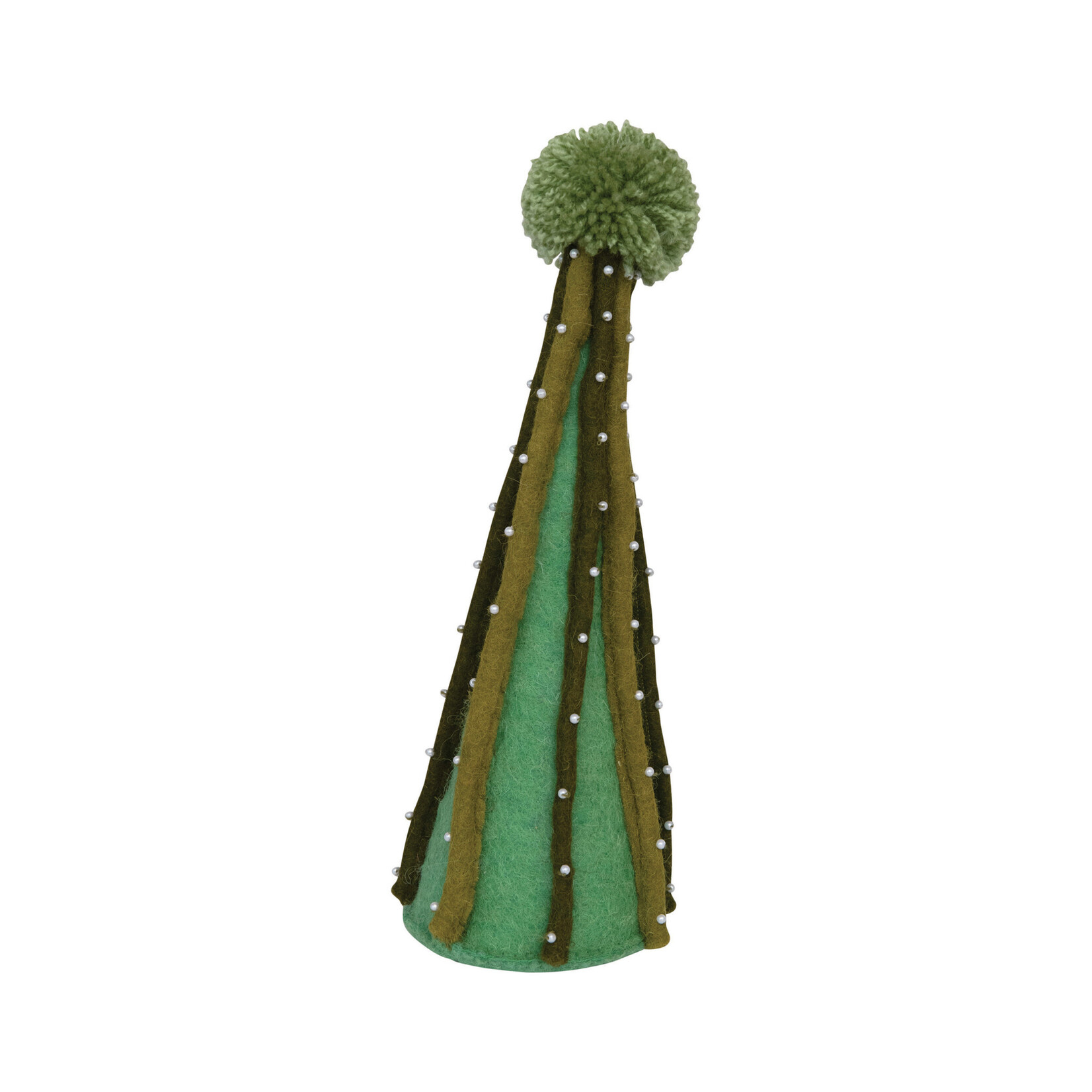 m. lynne designs green & white wool felt tree with applique and beads