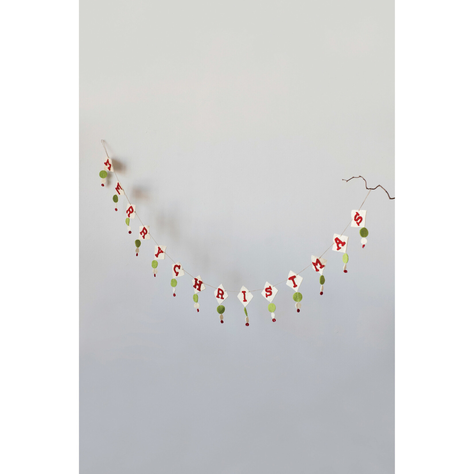 m. lynne designs merry christmas garland, red, white & green