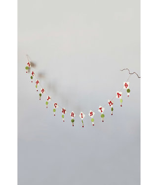 Merry Christmas Garland, Red, White & Green