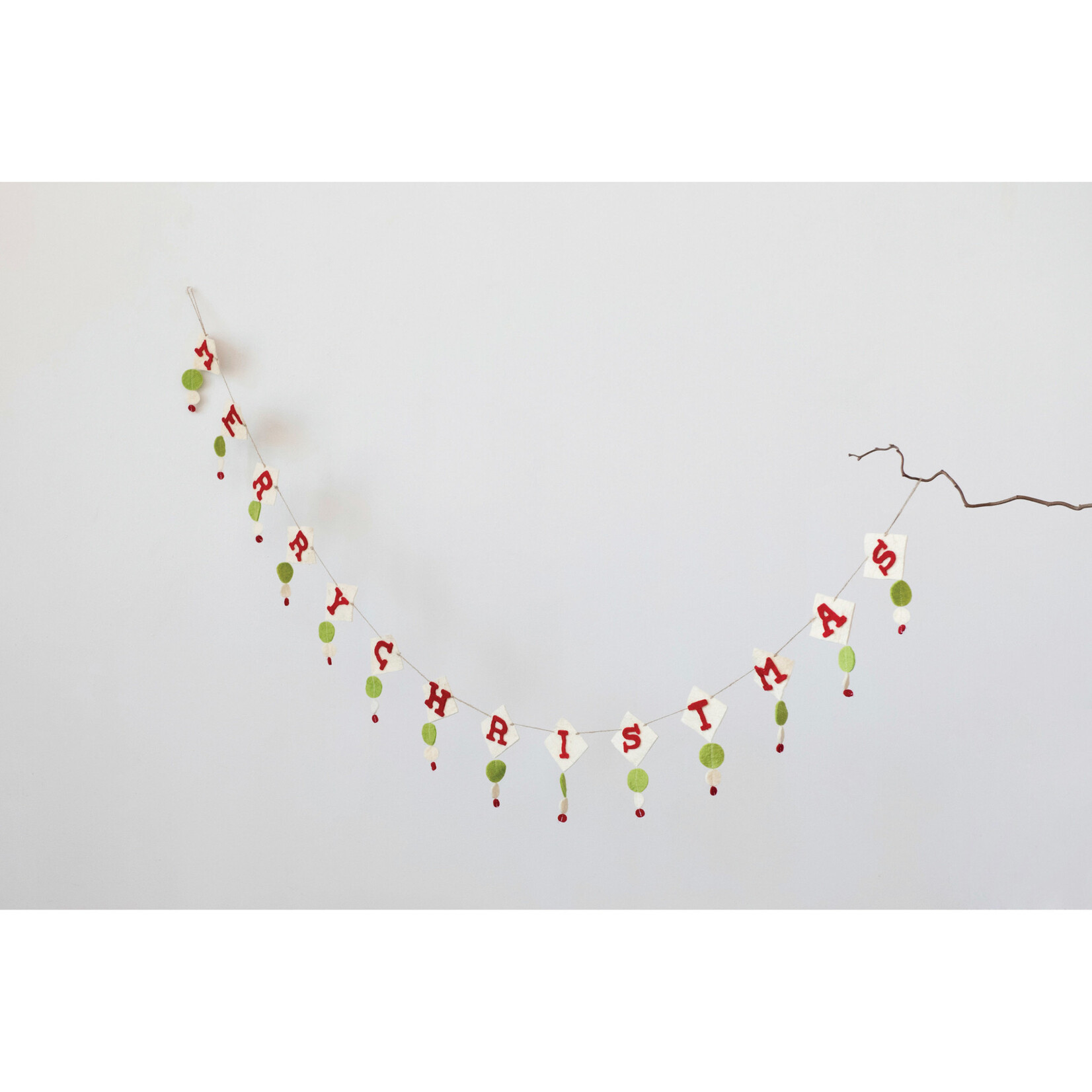 m. lynne designs merry christmas garland, red, white & green
