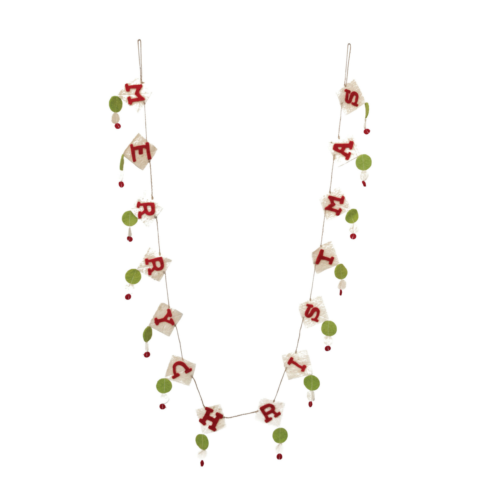m. lynne designs merry christmas garland, red, white & green