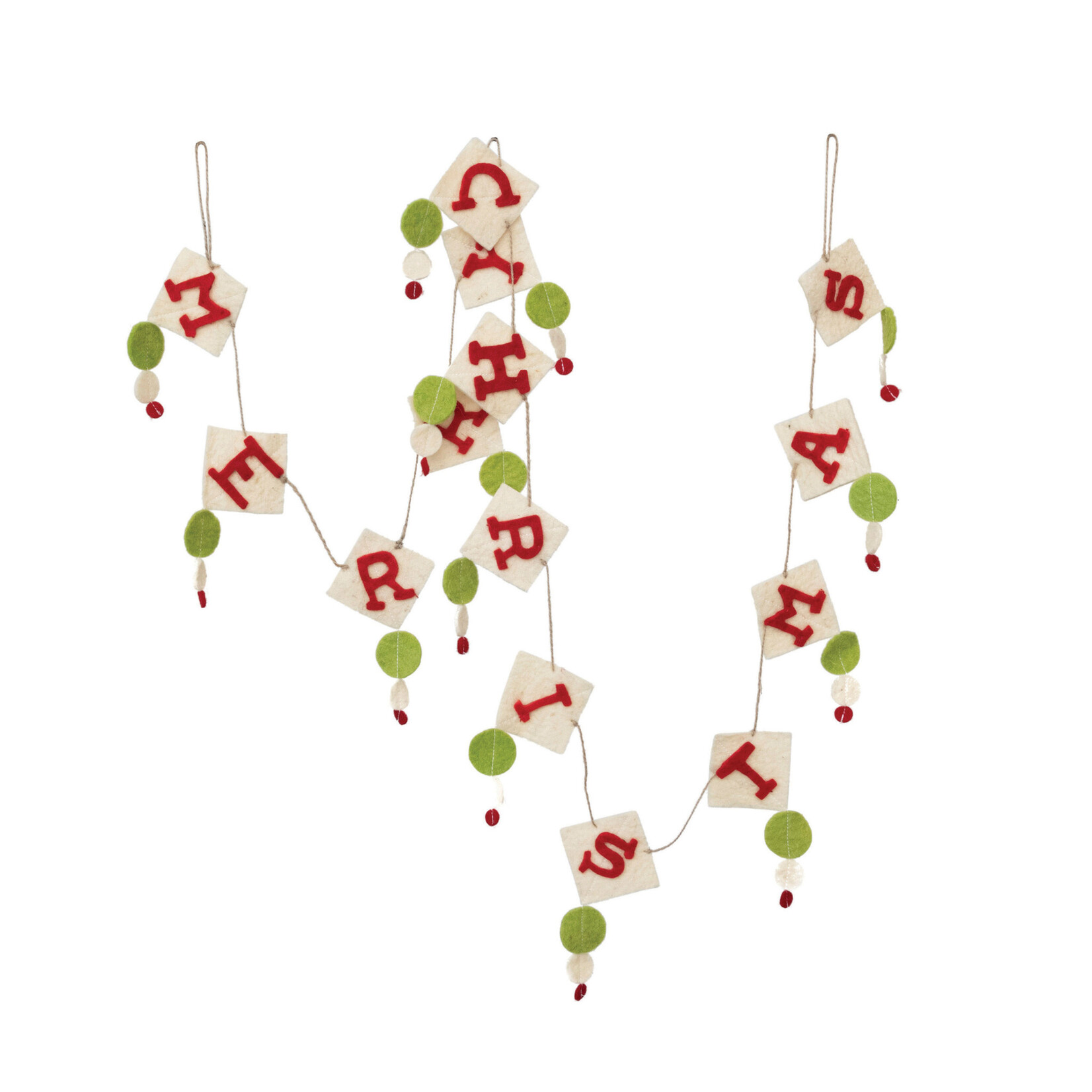 m. lynne designs merry christmas garland, red, white & green