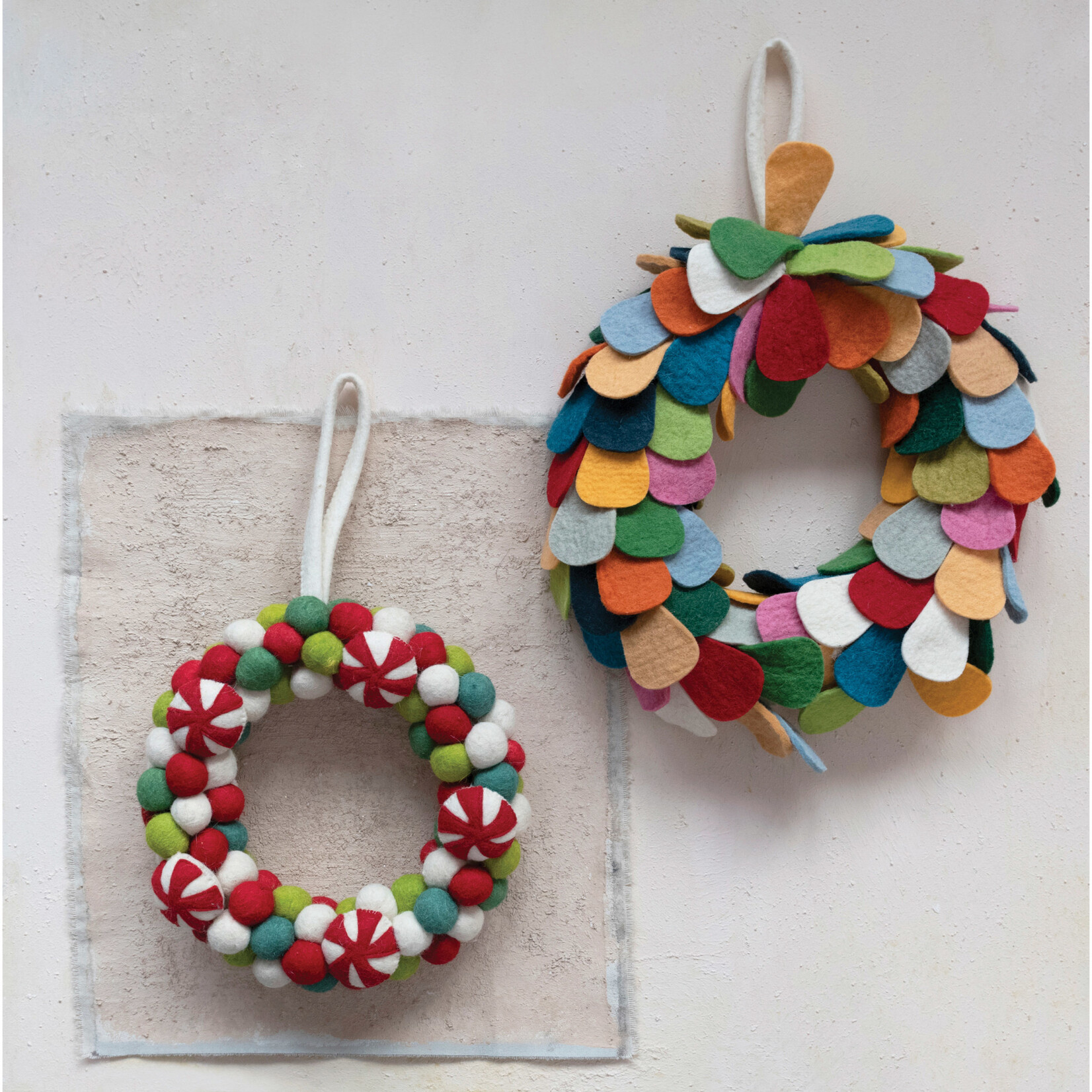m. lynne designs round multicolor wool felt wreath
