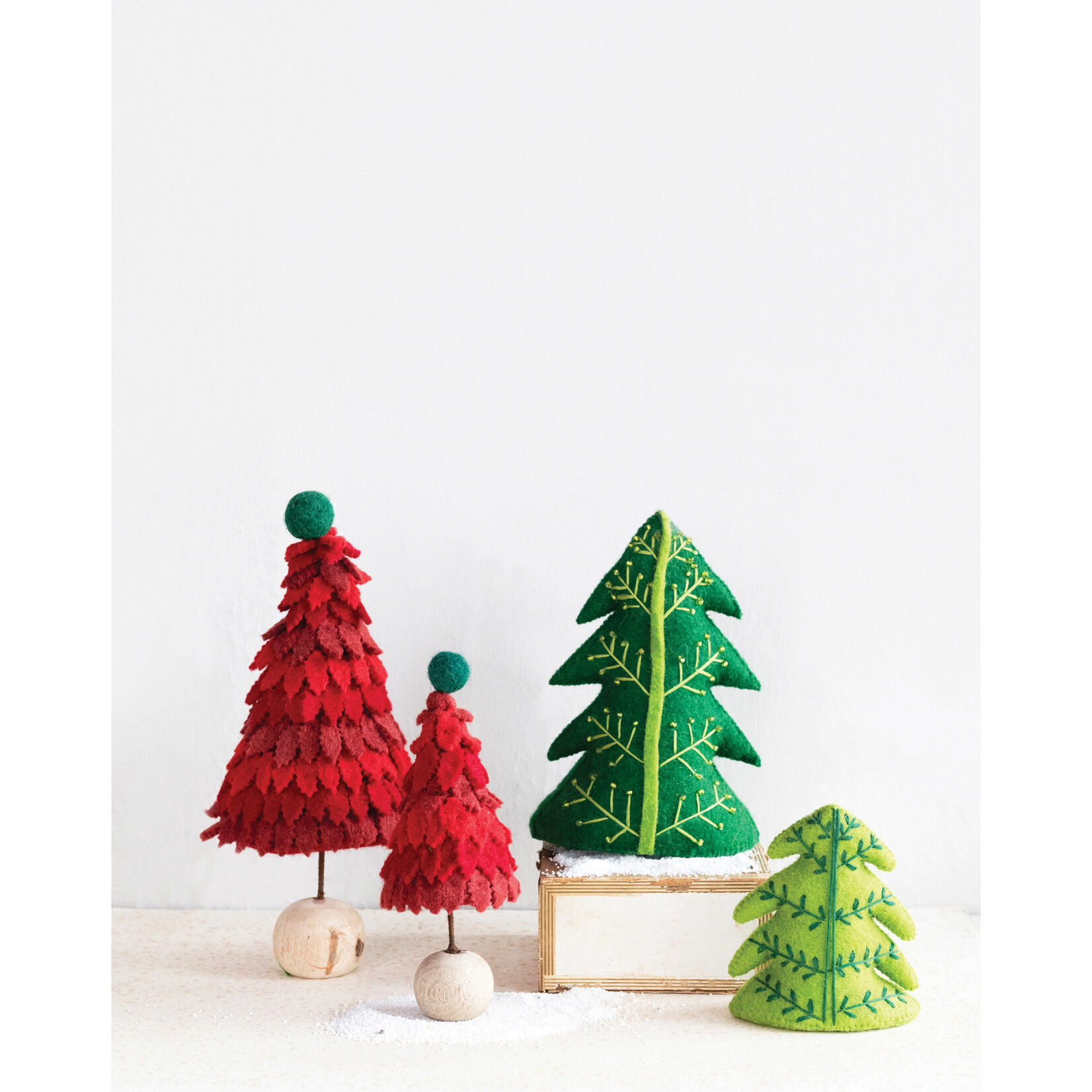m. lynne designs light green wool felt tree with embroidery