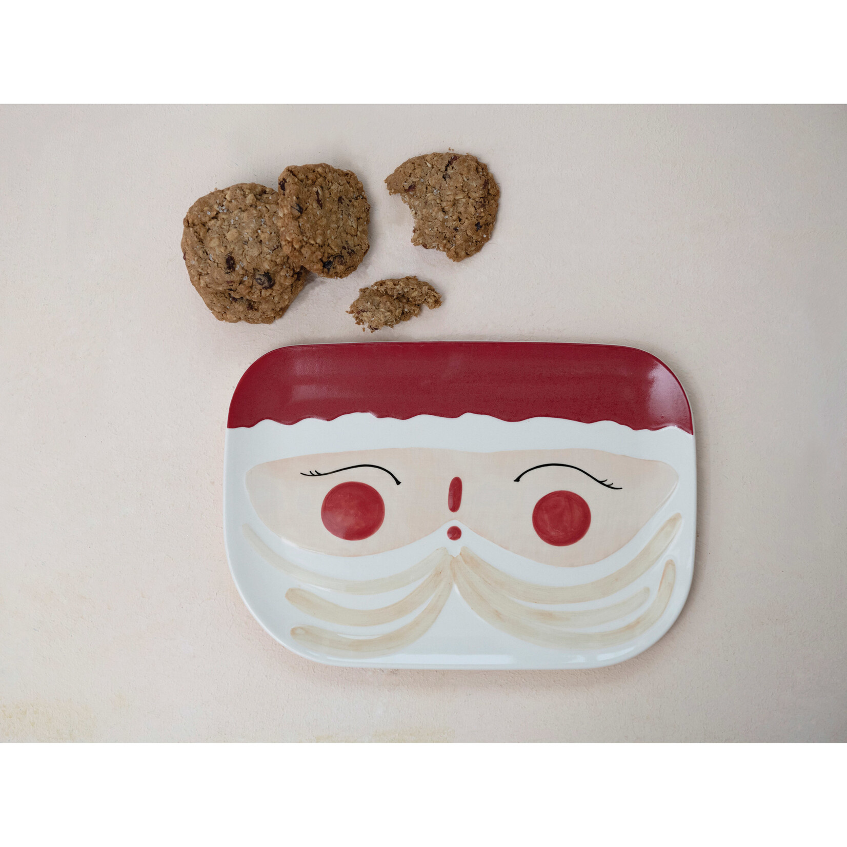 m. lynne designs hand painted santa platter