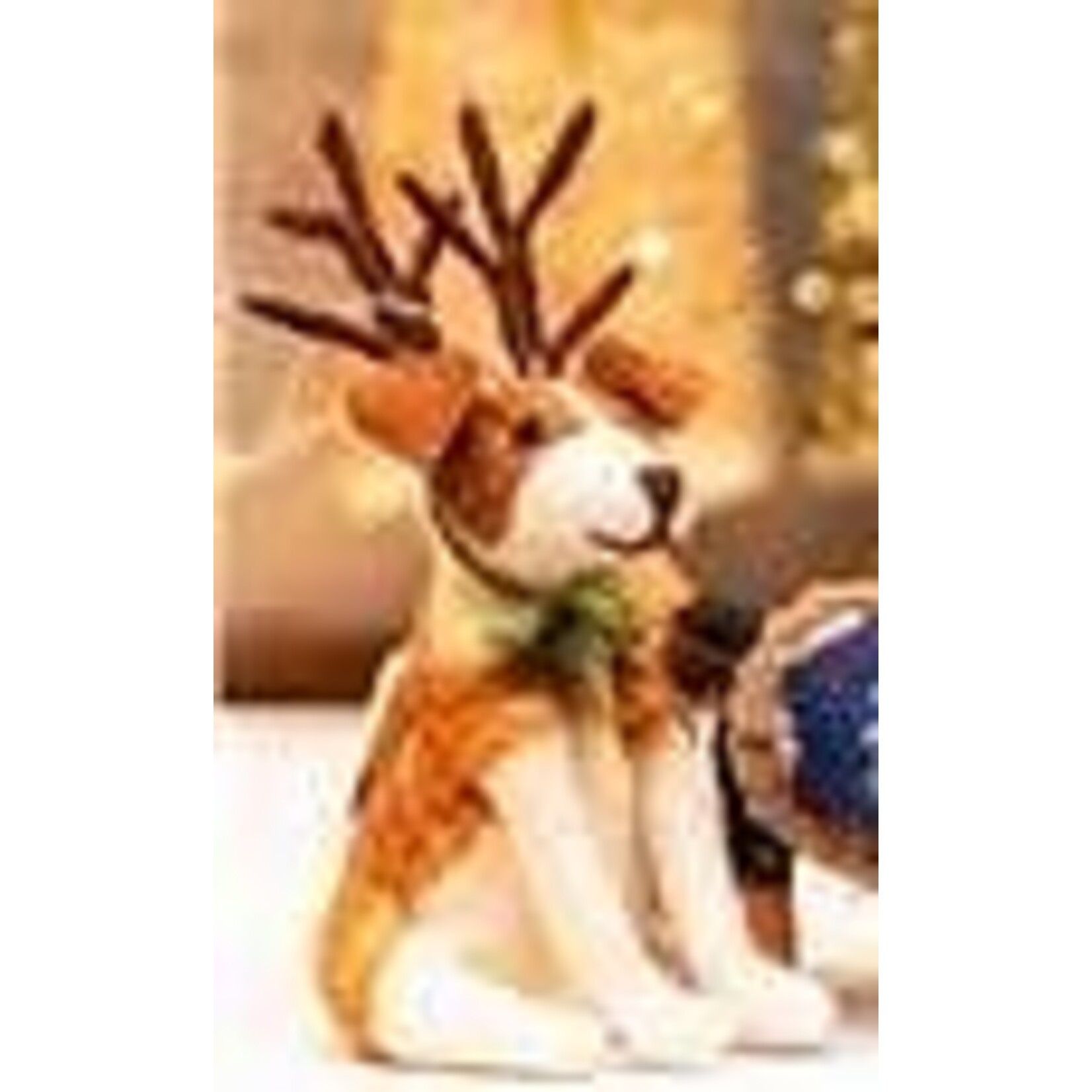 m. lynne designs dog with antler ornament