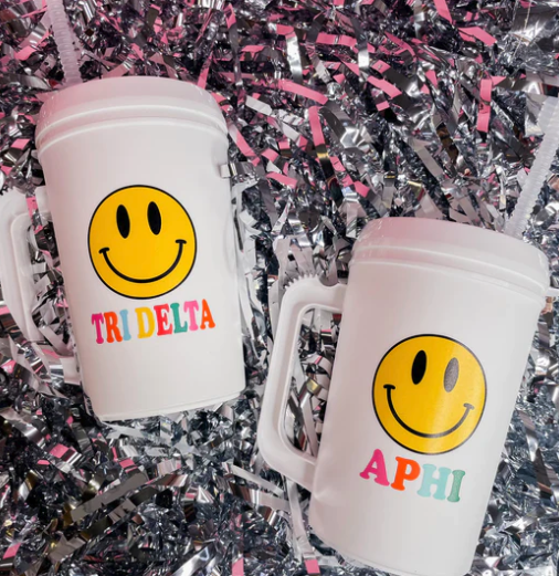 available at m. lynne designs All Smiles Insulated Mug