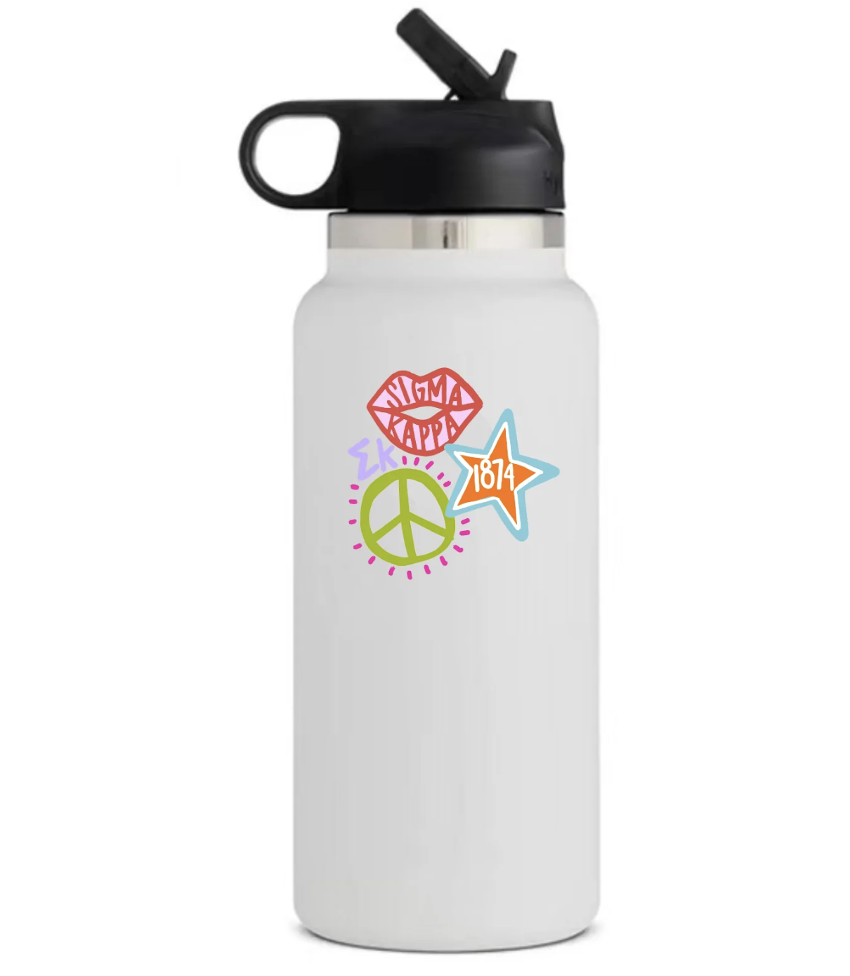 available at m. lynne designs Sorority Water Bottle with Straw Lid