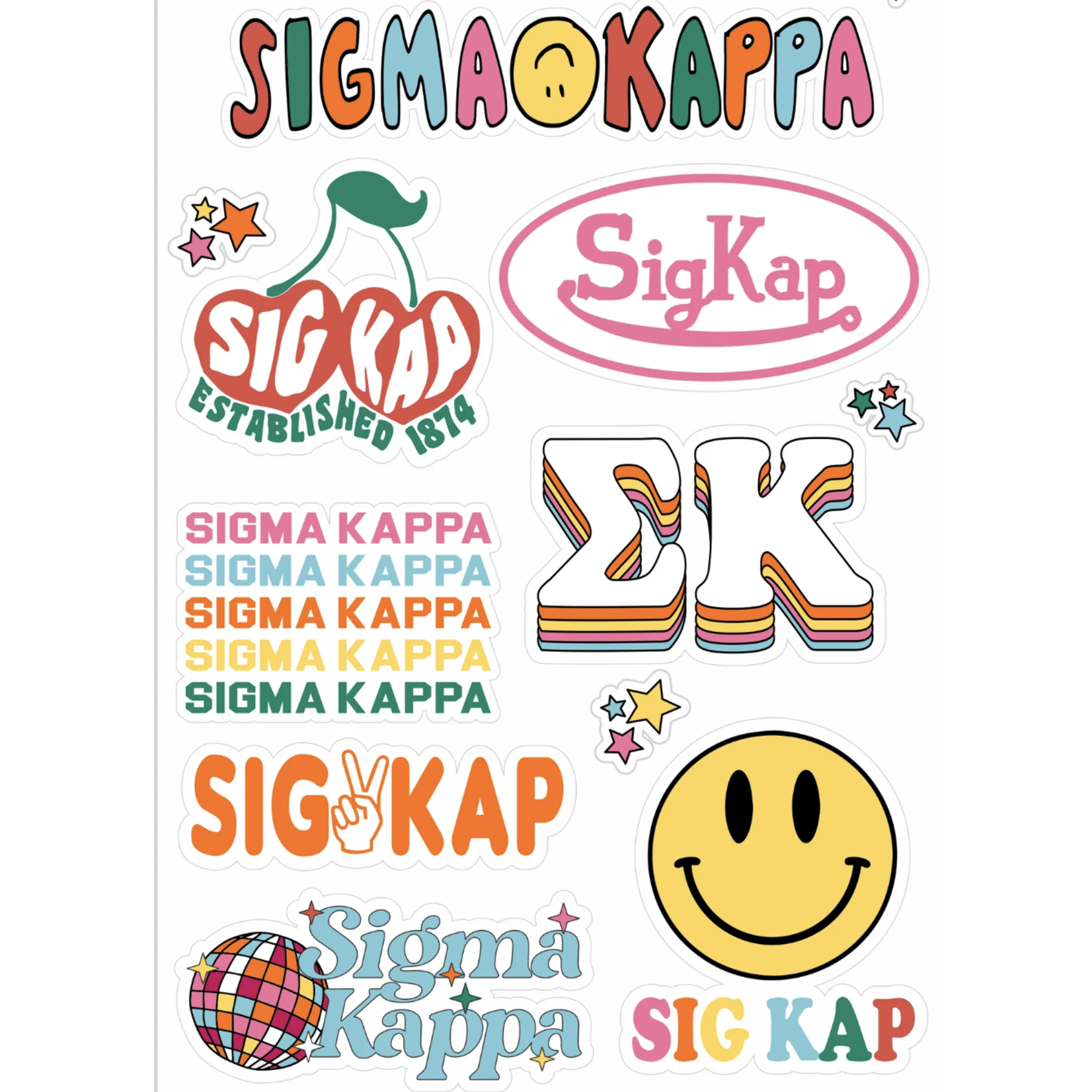 m. lynne designs sorority sticker sheet