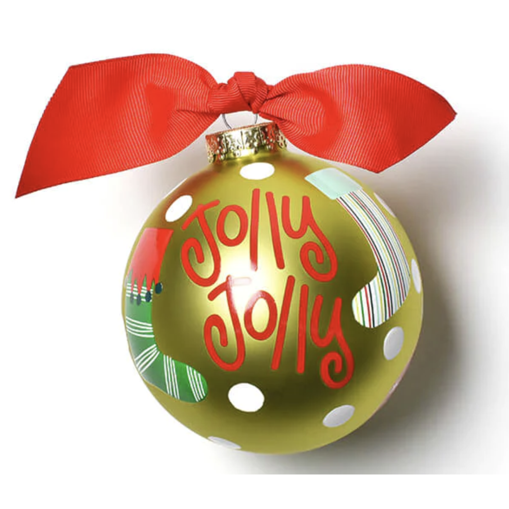 coton colors jolly jolly stockings glass ornament