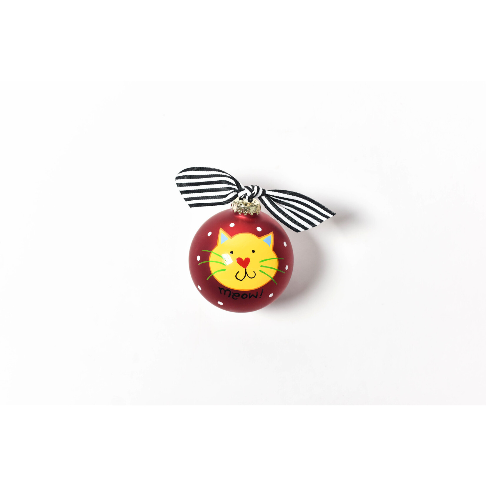 coton colors meow red cat glass ornament