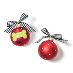 coton colors woof dog bone glass ornament