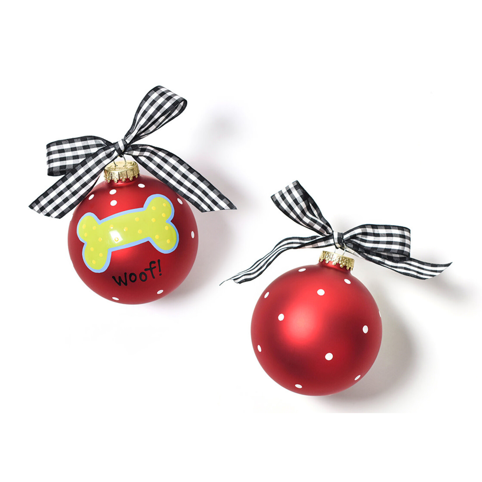 coton colors woof dog bone glass ornament