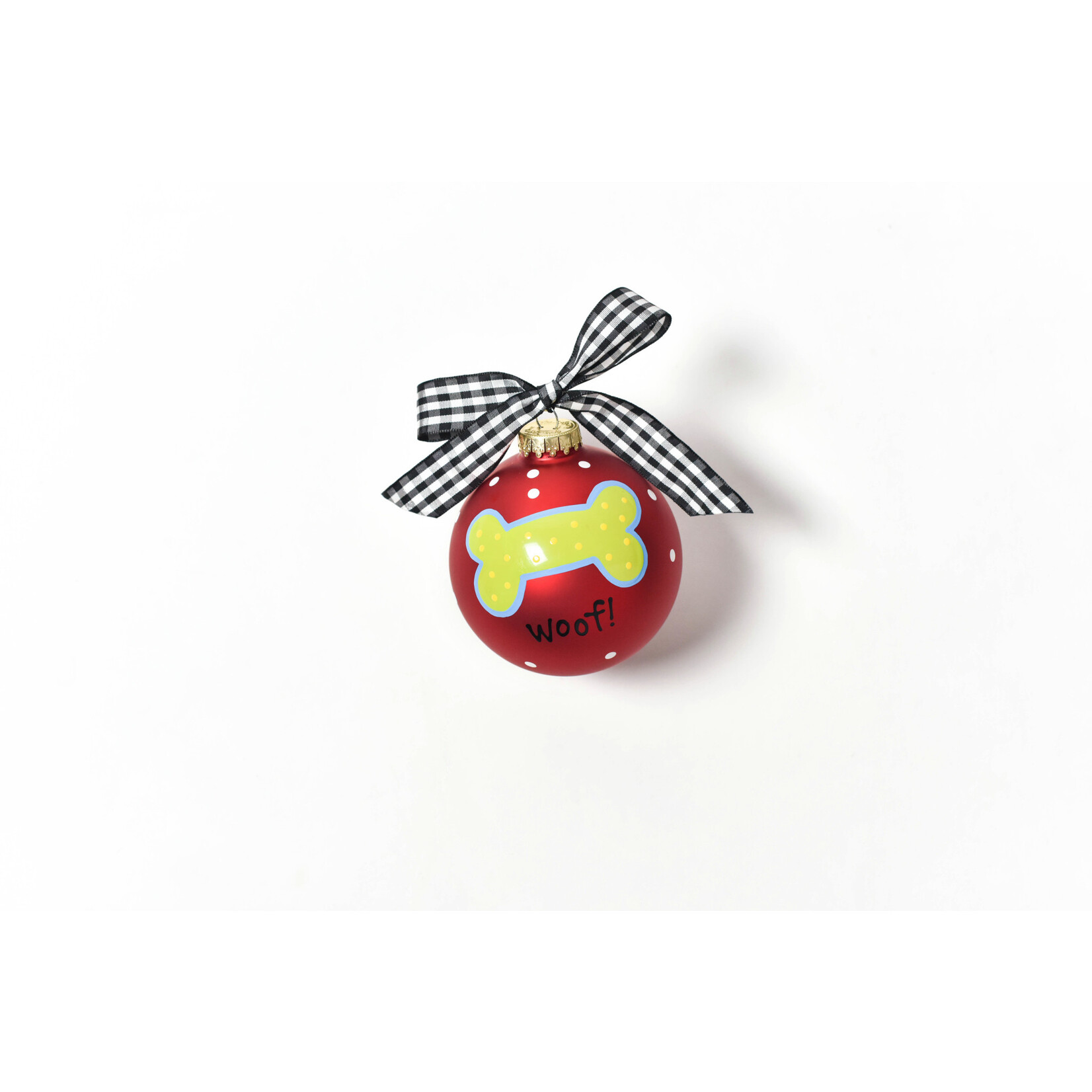 coton colors woof dog bone glass ornament