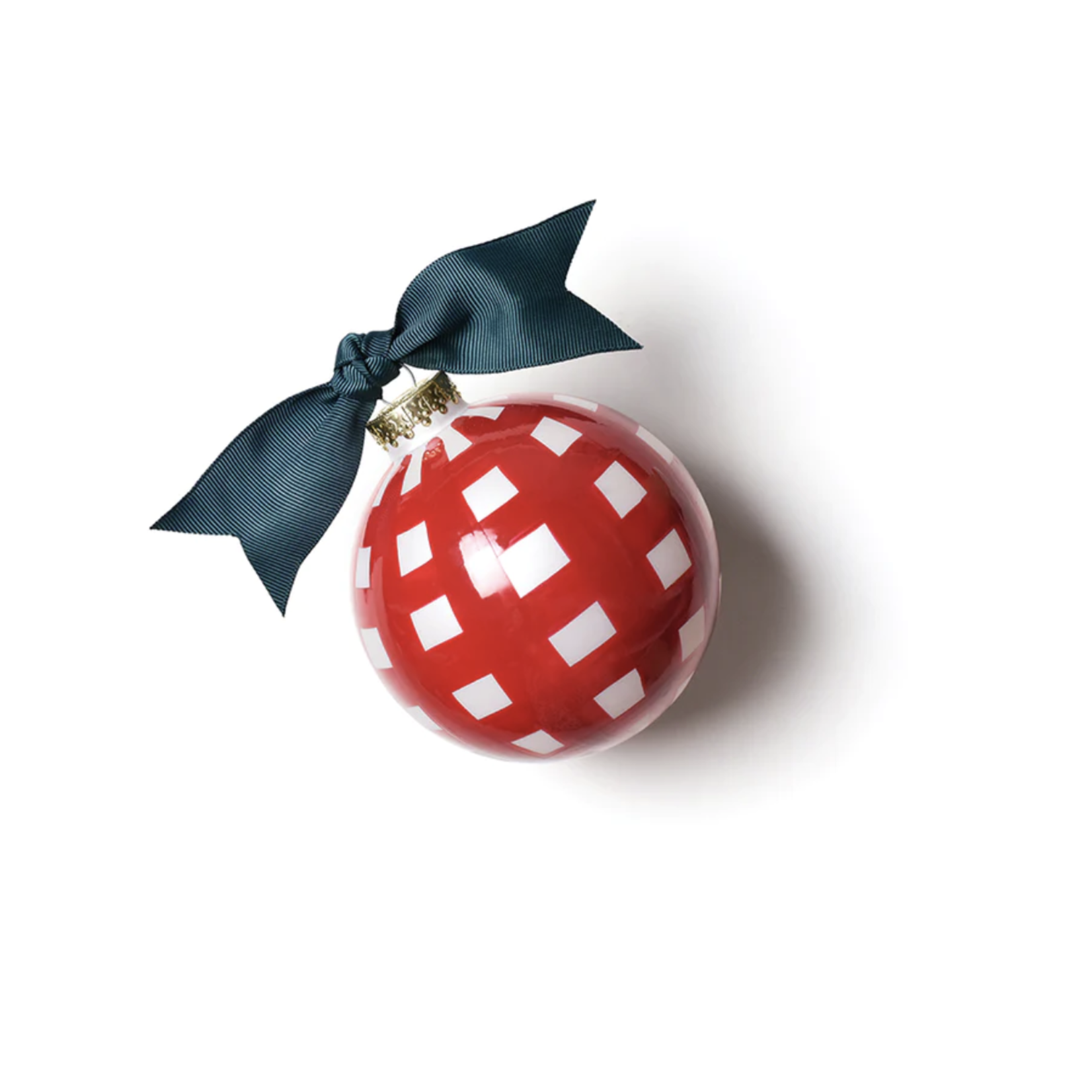 coton colors merry christmas gingham glass ornament