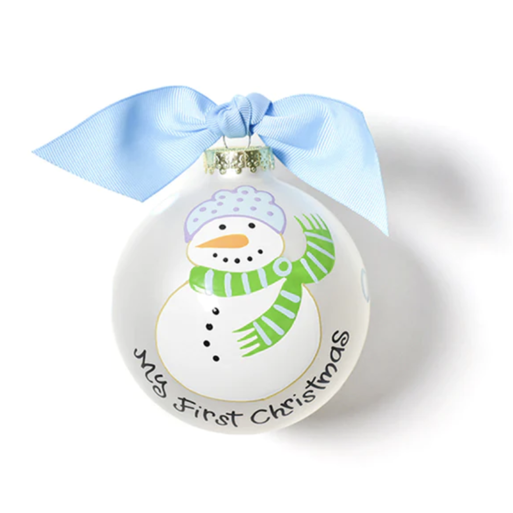 coton colors my first christmas snowman boy glass ornament