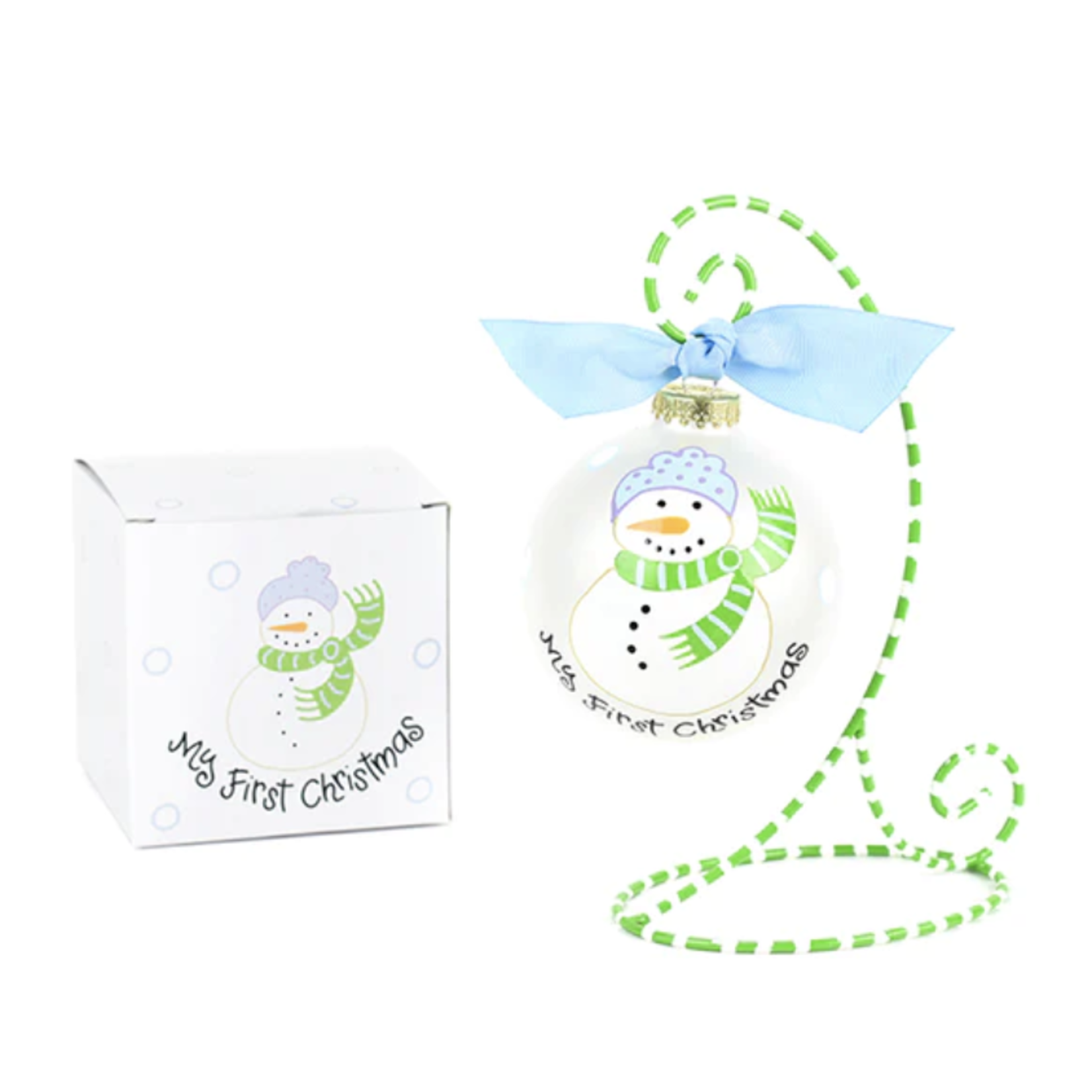 coton colors my first christmas snowman boy glass ornament